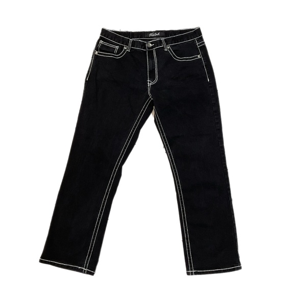 True Luck Men’s Black Embroidered white Bootcut Jeans - Picture 1 of 6